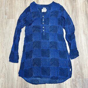 Burton Shirt Tunic Medium Geometric Blue